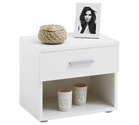 IDIMEX Table de Chevet MAEL, Table de Nuit casier avec 1 tiroir et 1 Niche, en mélaminé Blanc Mat et Blanc Brillant