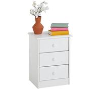 IDIMEX Table de Chevet Rondo Table de Nuit avec 3 tiroirs en pin Massif lasuré Blanc