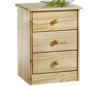 IDIMEX Table de Chevet Rondo Table de Nuit avec 3 tiroirs en pin Massif Vernis Naturel