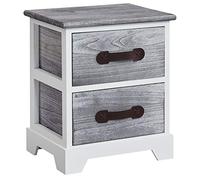 IDIMEX Table de Chevet Salerno Table de Nuit 2 tiroirs en Bois de Paulownia Style Shabby Chic Vintage Vieilli Gris Blanc