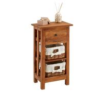 IDIMEX Table de Chevet TOURNETTE H 71 cm avec 1 tiroir et 2 paniers, Table de Nuit Style Maison de Campagne, en Acajou à la Finition Naturelle