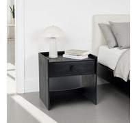 IDIMEX Table de Chevet TURU, 1 Tiroir en Bois Massif Noir, Design Élégant, Petite Table de Nuit en Hauteur pour Rangement Pratique