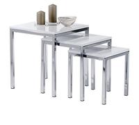IDIMEX Tables Basses de Salon Luna Tables à café Bouts de canapé Design Moderne Blanc Brillant et Cadre en métal chromé 40 x 45 x 40 cm