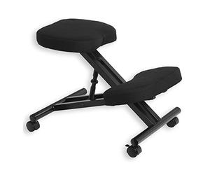 IDIMEX Tabouret Ergonomique Robert siège Ajustable Repose Genoux Chaise Professionnelle sur roulettes sans Dossier Posture Droite Relaxation Massage, Structure en métal Noir et Assise rembourrée Noir