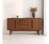 IDIMEX TECCA Buffet avec 2 Portes et 3 tiroirs, Couleur châtaignier - Buffet en Bois Massif avec Espace de Rangement, tiroirs avec tiroir en métal, Fixation Murale, Commode de Salon