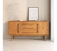 IDIMEX TECCA Buffet avec 2 Portes et 3 tiroirs, Couleur chêne - Buffet en Bois Massif avec Espace de Rangement, tiroirs avec tiroir en métal, Fixation Murale, Commode de Salon