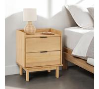 IDIMEX TEPERA - Table de chevet avec 2 tiroirs - Table de chevet en bois de pin massif - Table d'appoint - Pieds en bois solides - Bois naturel ciré pour chambre à coucher