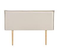 IDIMEX Tête de lit ISANDRE 140 rembourrée, en Tissu Polyester pour lit 140 cm, sur Pieds en Bois, Écru