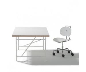Idimex œufs Homme + Set de Chaise Turtle - Bureau Table Armature et plateau blanc 120 x 70 cm Blanc + Chaise Turtle Blanc - Richard Lampert Meubles