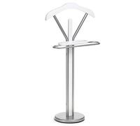 Valet de chambre - IDIMEX - FABIO - Structure en métal laqué et finition en MDF blanc - Cintre et portant inclus