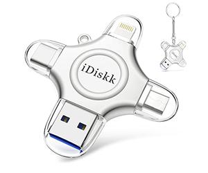IDiskk 256G Lightning cle USB pour iPhone MFI Certified iPhone Memory Drive Stockage iPhone Travailler avec Les appareils USB-C, Derniers iOS, téléphones Android et PC