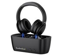 iDiskk Casque sans fil pour TV, Bluetooth 5.2, station de charge, 35h audio, synchronisation des lèvres, option numérique, RCA, AUX, Plug & Play, noir