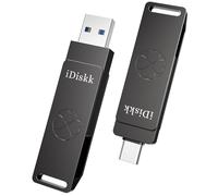 iDiskk Clé USB 3.2 USB-C SSD, 256 Go USB 3.2, 1 000 Mo/s, clé USB-C Gen2 pour iPhone série 15/ iPad/téléphones Android, Ordinateurs Portables/Mac et tablettes, Gris