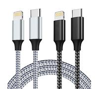 IDISON Cable iphone usb C 1M+2M -Lot de 2, Certifiés MFI Cable usb C vers Lightning Rapide 27W, 3A Tress és en Nylon usb C Cable iphone Compatible avec iPhone 13/12/11/Pro Max/XS/XR/X/8/7/7Plus/6s/6