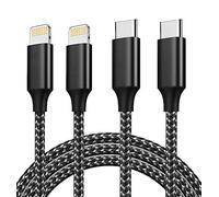 IDISON Cable usb C vers lightning 2M+2M -Lot de 2, Rapide 27W Cable Lightning usb C Certifiés MFI,3A Tress és en Nylon Cable usb C iphone Compatible avec iPhone 13/12/11/Pro Max/XS/XR/X/8/7/7Plus/6s/6