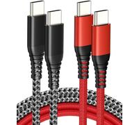 IDISON Lot de 2 câbles de charge USB C vers USB C pour iPhone 15 2 m 100 W Charge rapide USB C vers USB C en nylon tressé 480 Mbit/s pour iPhone 15, 15 Pro, 15 Pro Max, Samsung Galaxy S21 S20 S10,