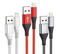 IDISON Lot de 3 câbles de charge pour iPhone - 2 m - Câble Lightning USB certifié MFi - En nylon tressé - Pour iPhone 14 13 12 11 Pro/Pro Max/Mini, XR XS Max X, 8 7 6 6s Plus, 5s 5 Se
