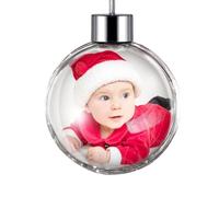 iDIY Boule de Noël Mon Premier Noël - Personnalisable avec Photo, Cadeau Personnalisé en Verre Acrylique Transparent, Impression Recto-Verso
