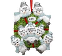 iDIY Boule de Noel Personnalisable - Prénom & Année Gravés - Deco Familial Fait Main - Boule de Noël Personnalisée en Résine Premium - Famille de 7