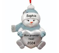 iDIY Boule de Noel Personnalisable - Prénom & Année Gravés - Deco Familial Fait Main - Boule de Noël Personnalisée en Résine Premium - Enfant