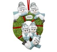 iDIY Boule de Noel Personnalisable - Prénom & Année Gravés - Deco Familial Fait Main - Boule de Noël Personnalisée en Résine Premium - Famille de 5