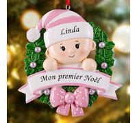 iDIY Boule Noel Personnalisable - Mon 1er Noel - Boule de Noël Personnalisée avec Prénom et Date - Mon Premier Noel