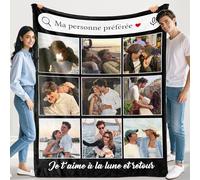 iDIY Cadeau Couple-Plaid Personnalisé Couverture Personnalisée Photo Texte,Cadeau Personnalisé pour Maman Papa, idee Cadeau Femme, Fête des Mères Pères, Noël Femme,Meilleure Ami-9 Photo
