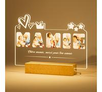 iDIY Cadeau Mamie Lampe Photo Personnalisée Veilleuse Enfant Cadre Photo Personnalisé Lumineux Cadeau Fête Des Grands Mères Anniversaire Noël