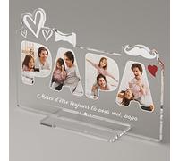 iDIY Cadeau Papa Cadre Photo Fête des Pères - Cadeau Personnalisé avec Photo et Texte, Cadeau Fête des Pères, Cadeau Anniversaire Papa, Cadeau Homme Personnalisé, Plaque Plexiglas 15 x 22 cm