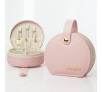 iDIY Cadeau Personnalisé Femme Boîte à bijoux Femme de Voyage, boîte à bijoux personnalisée avec initiale, fleur de naissance et nom, cadeau d'anniversaire pour les filles, les amies