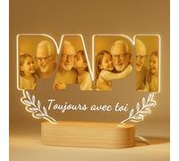 iDIY Cadeau Personnalisé pour Papi - Cadeau Fête des Grands-Pères, Anniversaire, Noël - Lampe d’Ambiance Personnalisée avec Votre Photo et Texte Gravés