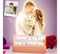 iDIY Cadre Lumineux Personnalisé avec Photo - Cadeau Saint Valentin Femme Homme - Cadeau Original pour Couple Anniversaire Copine Copain - Lampe Personnalisée avec Base LED au Choix