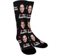 iDIY Chaussettes Personnalisées Photo - Cadeaux Personnalisé pour Homme et Femme, Chaussettes Personnalisées Texte, Chaussette Drole Personnalisable-Je t'aime Foever-2p
