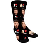 iDIY Chaussettes Personnalisées Photo - Cadeaux Personnalisé pour Homme et Femme, Chaussettes Personnalisées Texte, Chaussette Drole Personnalisable-J'aime-3p