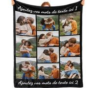 iDIY Couverture Personnalisée 10 Photos et 2 Textes, Cadeau Femme, Cadeau Homme, Cadeau Naissance, Cadeau Personnalisé pour Noël, Anniversaires, Saint-Valentin, Maman,Papa