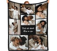 iDIY Couverture Personnalisée 8 Photos et 2 Textes, Cadeau Femme, Cadeau Homme, Cadeau Naissance, Cadeau Personnalisé pour Noël, Anniversaires, Saint-Valentin, Maman, Papa