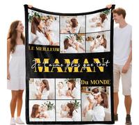 iDIY Fete des Mères-Plaid Personnalisé Photo et Texte Couverture personnalisée Cadeaux personnalisé pour Femmes Hommes Famille Amis Elle Lui Cadeaux pour la Saint-Valentin Fête des pères/Mère Noël