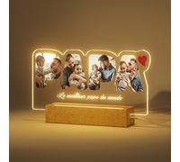 iDIY Lampe Personnalisée avec Photo Cadeau Papa Veilleuse Enfant Cadre Photo Personnalisé Lumineux Cadeau Fête Des Pères Original Noël Anniversaire Décor Maison