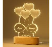 iDIY Personnalisé De Lampe Acrylique d'amour - Veilleuse De Ballons De Coeur d'Amour d'Illusion 3d Personnalisée signe lumineux en verre Décoration de bureau pour couple Amoureux Mère Famille Amis