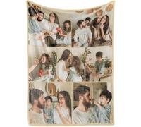 iDIY Plaid Personnalisé avec Photo et Texte - Couverture Personnalisée - Cadeau Personnalisé Femme, Homme, Couple, Famille - Cadeau Saint-Valentin, Fête des Pères, Fête des Mères - 7 Photo