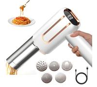 Idiyappam/machine À Pâtes Électrique, Presse À Pâtes Sans Fil Portative 4000 Mah avec 5 Options, Acier Inoxydable 304, Outils de Cuisine Polyvalents À Pression Rapide 15S pour Spaghettis/fettuc white