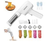 Idiyappam Maker Electric, Handheld electric pasta maker, String Hopper Maker Electric, for Making Spaghetti Linguine, Handheld 5-in-1 Cordless Pasta Makers Machine (White)