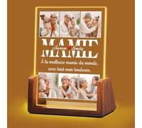 Idiyfun Cadeau Fete des Grand Mere Personnalisé pour Mamie, Lampe Personnalisée avec Photo et Texte, Cadeau Cadre Photo Personnalisé, Cadeau Anniversaire Mamie, Cadeau Grand Mere, Cadeau Mamie