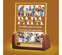 Idiyfun Cadeau Fete des Peres Personnalisé pour Papa, Lampe Personnalisée avec Photo et Texte, Cadeau Cadre Photo Personnalisé, Cadeau Anniversaire Papa, Cadeau pour Papa, Cadeau Homme, Cadeau Papa
