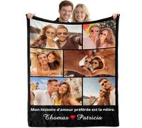 Idiyfun Plaid Personnalisé avec Photo et Texte, Couverture Personnalisée, Plaide Personnalisée, Cadeau Personnalisé Photo, Idee Cadeau Noel Anniversaire Saint Valentin pour Femme Homme Couple Amoureux