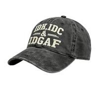 “IDK IDC Embroidered Baseball Cap | cotton 90g adjustable 55-60cm breathable soft dad hat curved brim 7cm casual streetwear headwear | unisex summer travel running golf hiking picnic sports daily wear
