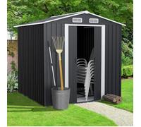Abri De Jardin 3,7m² Gris En Acier Galvanisé Avec Base Gris