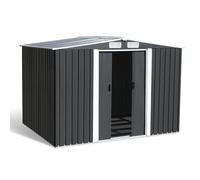 Abri De Jardin 5,3 M² Gris En Acier Galvanisé Avec Base Gris