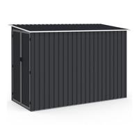 IDMarket - Abri de Jardin adossé 3 m² Gris en Acier galvanisé avec Base Double Porte latérale