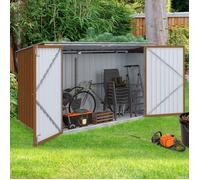 IDMARKET Abri de jardin en métal effet bois verrouillable multi-rangement pour stockage vélos, outils, poubelles